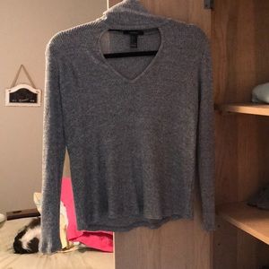 Grey long sleeve choker top.